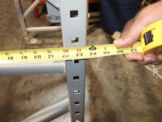 Measuring a pallet rack frame