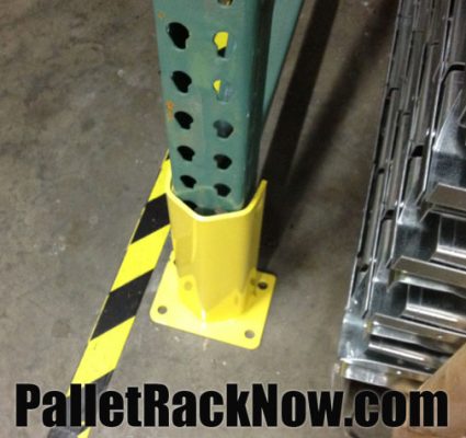 Pallet rack column protector on a frame
